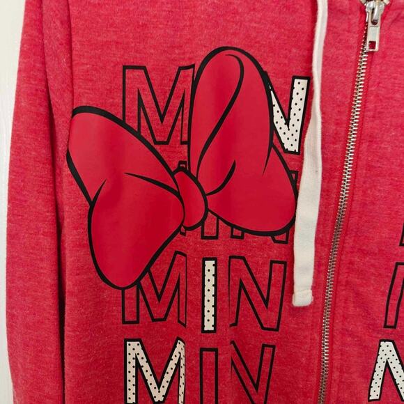 Disney Minnie Mouse Womens Large Double Layered Hoodie Sweatshirt Full Zip - Picture 7 of 7